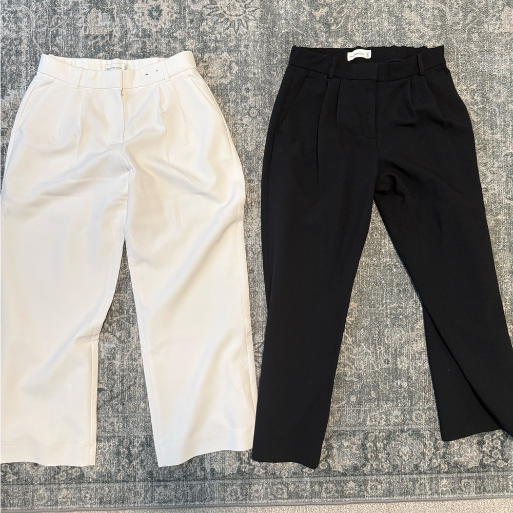 Abercrombie & Fitch Women's Black and White Tailored Trousers (Pair)